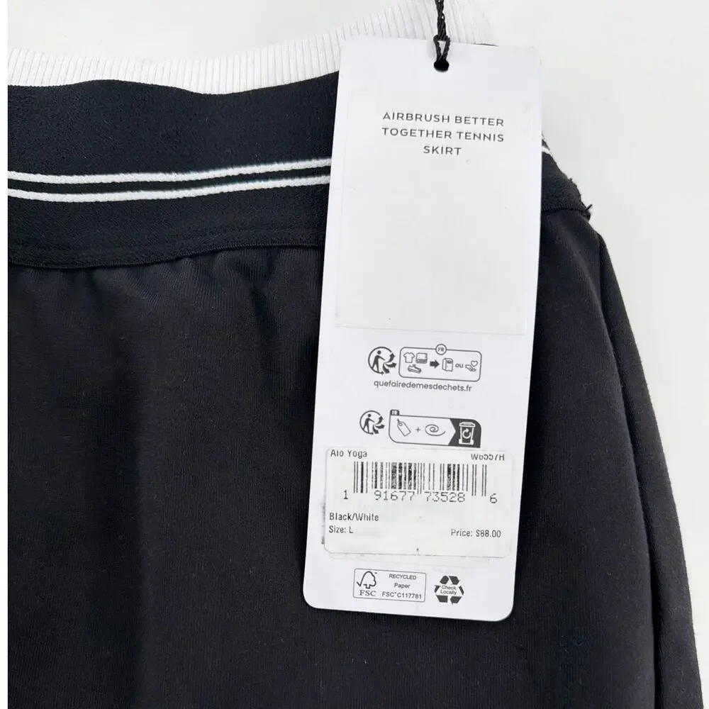Alo Yoga Women's Black White Airbrush Better Together Tennis Skirt Size L